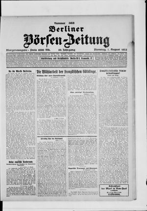 Berliner Börsen-Zeitung vom 07.08.1923