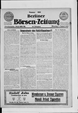 Berliner Börsen-Zeitung vom 07.08.1923