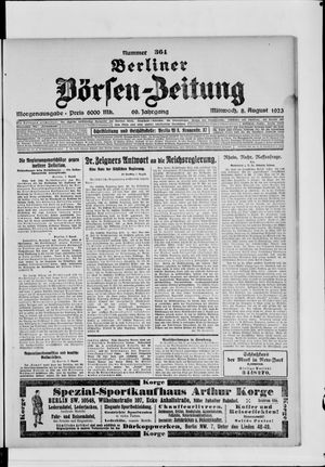 Berliner Börsen-Zeitung vom 08.08.1923