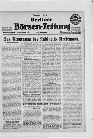 Berliner Börsen-Zeitung vom 14.08.1923
