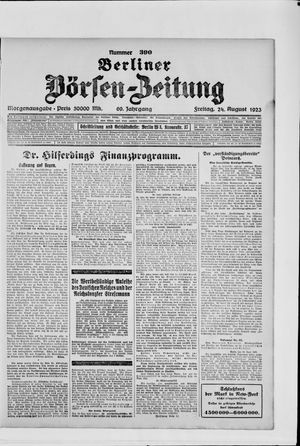 Berliner Börsen-Zeitung on Aug 24, 1923