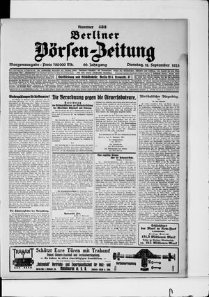 Berliner Börsen-Zeitung vom 18.09.1923