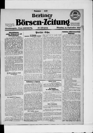 Berliner Börsen-Zeitung vom 25.09.1923
