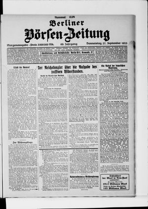 Berliner Börsen-Zeitung vom 27.09.1923