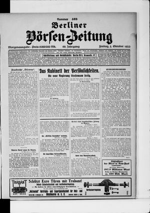 Berliner Börsen-Zeitung vom 05.10.1923