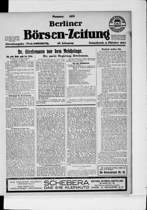 Berliner Börsen-Zeitung vom 06.10.1923