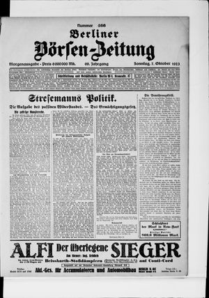 Berliner Börsen-Zeitung vom 07.10.1923