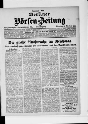 Berliner Börsen-Zeitung vom 09.10.1923