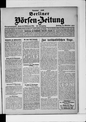 Berliner Börsen-Zeitung vom 19.10.1923