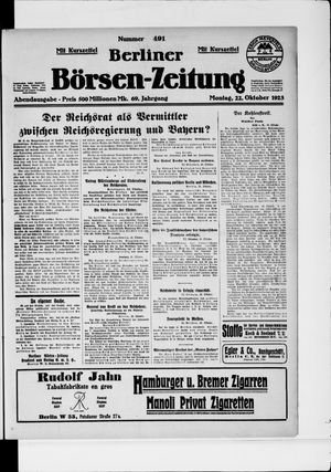 Berliner Börsen-Zeitung vom 22.10.1923