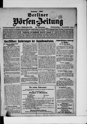 Berliner Börsen-Zeitung vom 01.11.1923