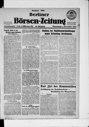 Berliner Börsen-Zeitung vom 01.11.1923
