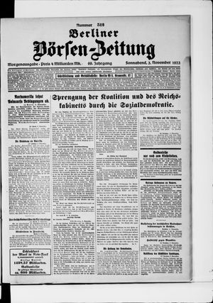 Berliner Börsen-Zeitung vom 03.11.1923