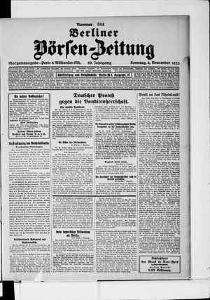 Berliner Börsen-Zeitung vom 04.11.1923