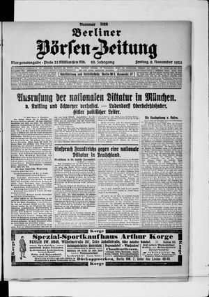 Berliner Börsen-Zeitung vom 09.11.1923