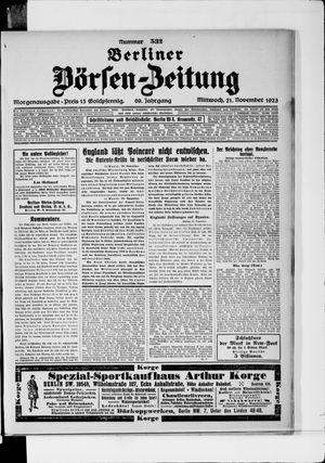 Berliner Börsen-Zeitung vom 21.11.1923