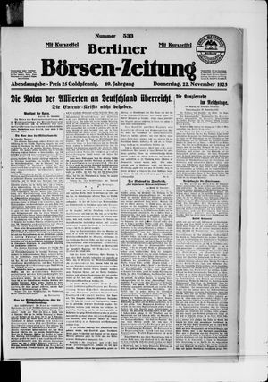 Berliner Börsen-Zeitung vom 22.11.1923