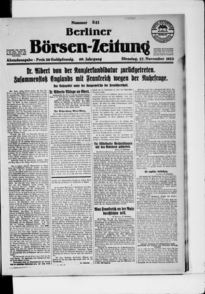 Berliner Börsen-Zeitung vom 27.11.1923