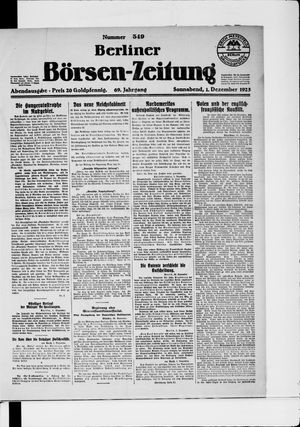 Berliner Börsen-Zeitung vom 01.12.1923