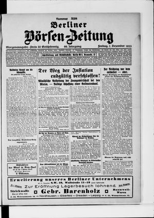 Berliner Börsen-Zeitung vom 07.12.1923