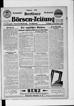 Berliner Börsen-Zeitung vom 07.12.1923