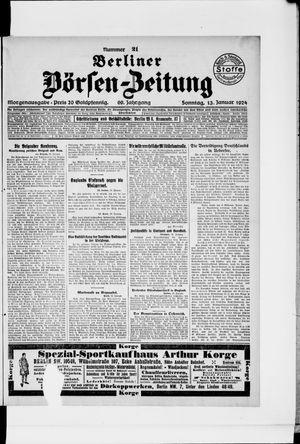 Berliner Börsen-Zeitung on Jan 13, 1924