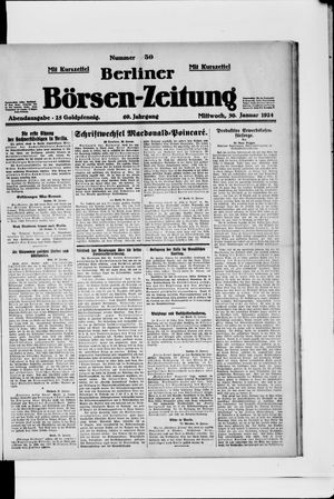 Berliner Börsen-Zeitung on Jan 30, 1924