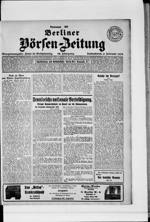 Berliner Börsen-Zeitung vom 09.02.1924
