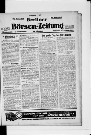 Berliner Börsen-Zeitung vom 27.02.1924