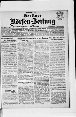 Berliner Börsen-Zeitung on Apr 2, 1924