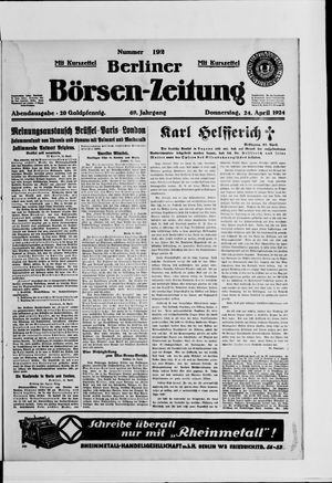 Berliner Börsen-Zeitung on Apr 24, 1924