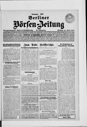 Berliner Börsen-Zeitung on Apr 25, 1924