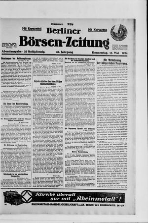 Berliner Börsen-Zeitung on May 15, 1924