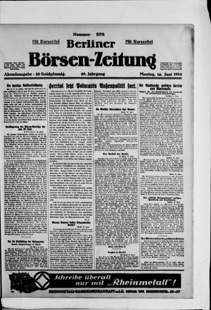Berliner Börsen-Zeitung vom 16.06.1924