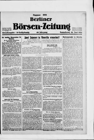 Berliner Börsen-Zeitung vom 21.06.1924