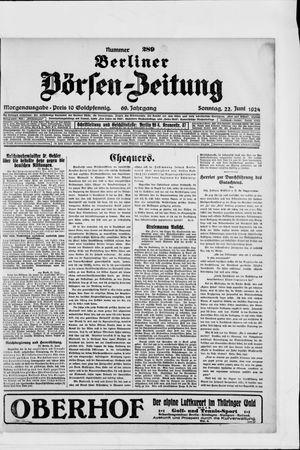 Berliner Börsen-Zeitung vom 22.06.1924