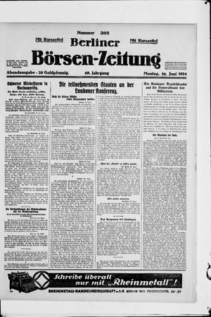 Berliner Börsen-Zeitung vom 30.06.1924