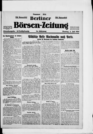 Berliner Börsen-Zeitung vom 07.07.1924