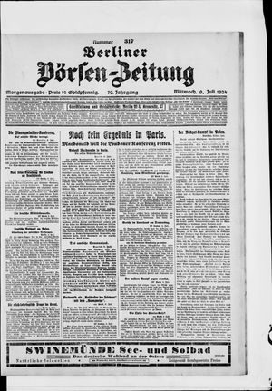 Berliner Börsen-Zeitung vom 09.07.1924
