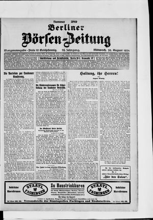 Berliner Börsen-Zeitung vom 20.08.1924