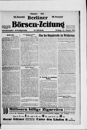 Berliner Börsen-Zeitung vom 22.08.1924