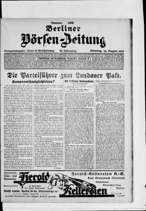 Berliner Börsen-Zeitung on Aug 26, 1924
