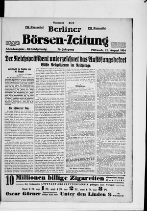 Berliner Börsen-Zeitung vom 27.08.1924