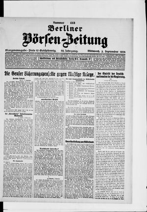 Berliner Börsen-Zeitung on Sep 3, 1924