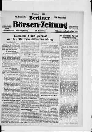 Berliner Börsen-Zeitung on Sep 3, 1924