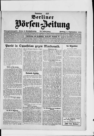 Berliner Börsen-Zeitung vom 05.09.1924