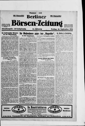 Berliner Börsen-Zeitung on Sep 19, 1924