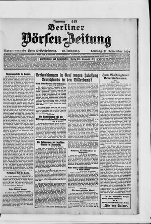 Berliner Börsen-Zeitung on Sep 21, 1924