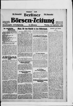 Berliner Börsen-Zeitung on Sep 22, 1924