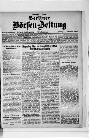 Berliner Börsen-Zeitung on Oct 3, 1924